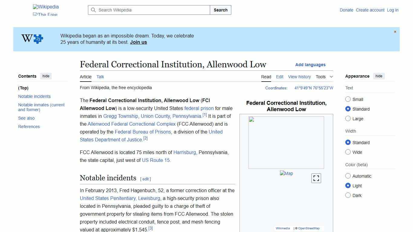 Federal Correctional Institution, Allenwood Low - Wikipedia